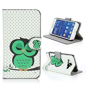 Kit Me Out UK PU Leather Printed Side Flip for Samsung Galaxy Core Prime G360 - White / Green S