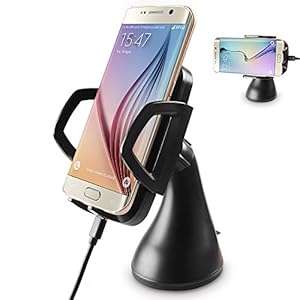 Zeegox Qi Wireless Car Charger Dock with 3-Coil Wide Area Charging [Air Suction Mount and Vent