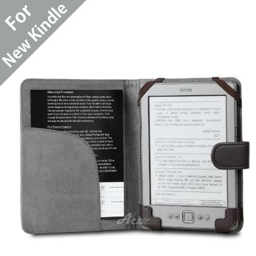 Acase(TM) Classic Kindle (Lastest Generation) Leather Case (Dark Brown) for 4th Genertaion
