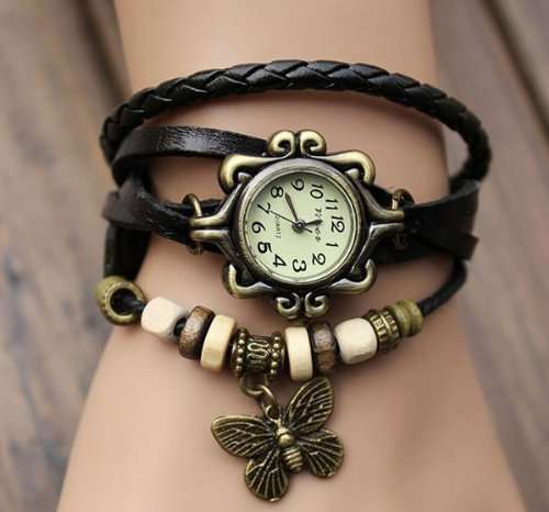 Fashion Accessories Trial Order New Quartz Fashion Weave Wrap Around Leather Bracelet Lady Woman Wri
