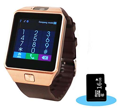 Aipker 1.56-Inch Touch Screen Smart Watch Phone with Camera and 16GB SD Card for Andriod SmartPhones