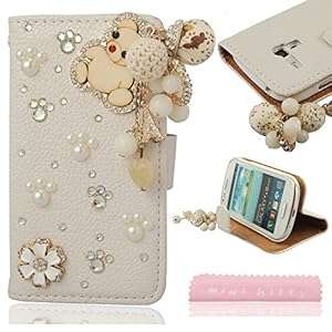 Mini kitty- High Quality Luxury Lovely Elegant Romantic 3D Bling Bear Flower Crysta (bear+tassel)