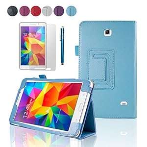 SAVFY Samsung Galaxy Tab 4 7.0 7-inch Leather Case Cover and Flip Stand Bon (flip stand SKY BLUE)