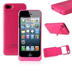 SAVFY iPhone 5S 5 Backup Battery Case - 2200mAh External Backup Power Battery Charge (B Hot Pink)