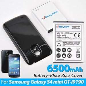 Mbuynow6500mAh Large Capacity Samsung Galaxy S4 Mini i9190 Extended Battery & Black Case