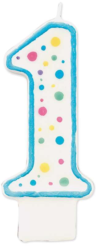 Wilton BLUE Polka Dot Number 1 Age Candle Children Birthday Cake Decoration 3 "