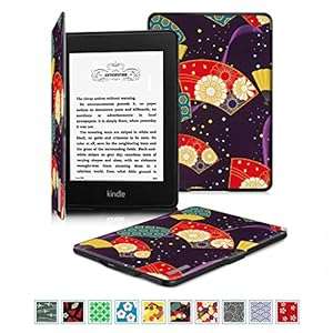 Fintie Kindle Paperwhite SmartShell Case - [Oriental Breeze Series] The (ZZ - Floral Fan Purple)