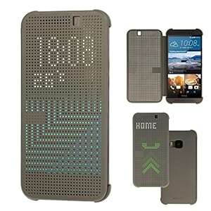 TECHGEAR HTC One M9 DOT MATRIX VIEW Flip Case Cover With Auto Sleep Wake Function (GREY)