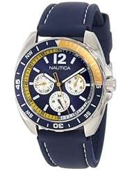 Nautica Men's N09915G Sport Ring Multifunction Blue and Yellow Box Set Watch