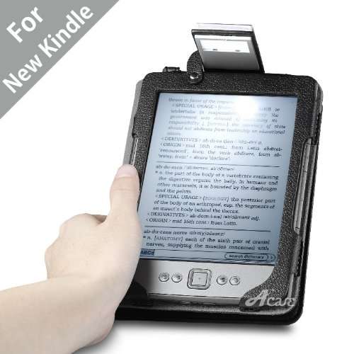 Acase(TM) Lighted Kindle Leather Case (Black), (NOT FOR KINDLE TOUCH)