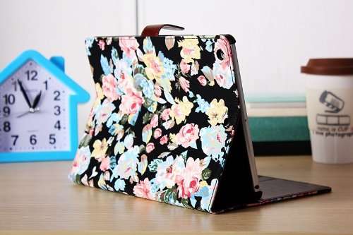 Noarks for iPad Air New Fashion Flower Pattern Leather Flip Stand Cover Case with Card Slots Skin Ca