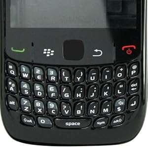 BLACK ORIGINAL GENUINE OEM BLACKBERRY CURVE 8520 FULL HOUSING COVER+REPAIR PARTS FACEPLATE FASCIA COVER+BATTERY BACK DOOR+BOTTOM PLATE PANEL+KEYBOARD+KEYPAD REPAIR REPLACEMENT