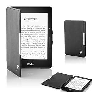 Forefront Cases Leather Shell Case Cover for Kindle Voyage 2014 - Metal Black
