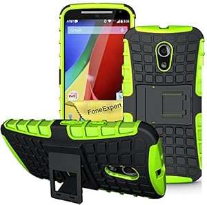 Moto G (2nd Gen 2014) Case FoneExpert Heavy Duty ShockProof Rugged Impact Armor Hybrid Ki (Green)