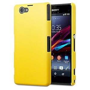 Sony Xperia Z1 Compact Hybrid Rubberised Back Cover Armour Case (Solid Yellow)