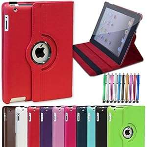 RC Case Cover Stand for iPad 2 iPad 3 iPad 4 (360 Rotating Case Red)