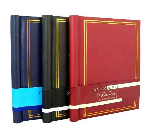 3 Self Adhesive large Photo Albums Totaling 60 Sheets 120 Sides In Black Red And Blue