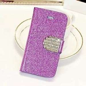 COOLCASE Popular Crystal Diamond Glitter Bling Flip Wallet Stand Case Cover 6 Colors (purple 5c)