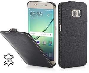 StilGut UltraSlim Genuine Leather Case Cover for Samsung Galaxy S6 Edge Black