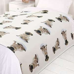 Dreamscene Warm Soft Puppy Pug Dog Decorative Fleece Throw Over Bed Sofa Blanket 120 x 150cm