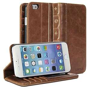 iPhone 6 Case GMYLE Book Case Vintage for iPhone 6 (4.7 inch) - Brown Classic [Crazy Horse Patt