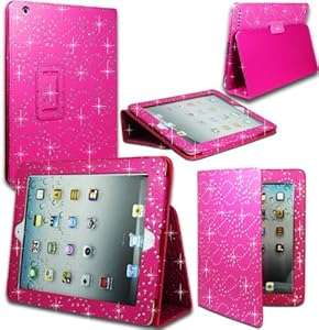 Magic Global Gadgets - Hot Pink Diamond Bling Sparkly Gem Pu Leather Glitter Flip Case Cover For App
