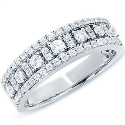 *R32 000***14k White Gold Round Diamond Ladies Anniversary Wedding Band Ring (1.00 cttw, G-I Color,
