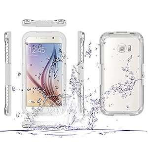 ELENLER Samsung Galaxy S6 Edge Waterproof Case Premium Waterproof Shockproof Dirt Snow Pr (White)
