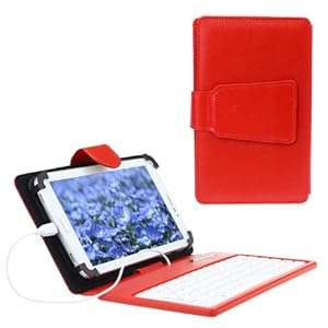 Bocideal High Quality Red Leather Stand Case Cover with Micro USB Keyboard for 7 inch Tablet PC PDA+