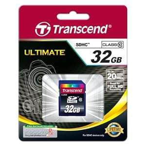 Transcend 32 GB SDHC Class 10 Secure Digital High Capacity Flash Memory Card (TS32GSDHC10)