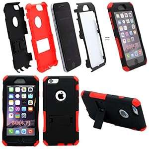 iPhone 6 (4.7) Slim Design Shock Proof Heavy Duty Builders Case Cover With Back Stand & Built i