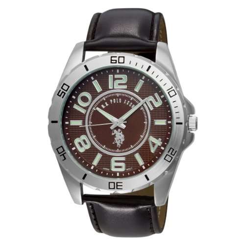 U.S. Polo Assn. Classic Men's USC50003 Analogue Brown Dial Leather Strap Watch