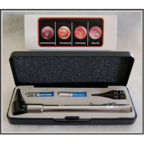 Dr Mom Slimline Stainless lED Otoscope in HARD CASE