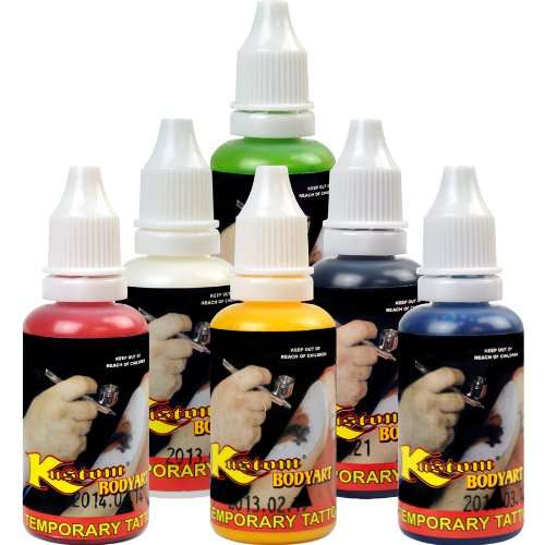Custom Body Art -6 Color Kit Temporary Tattoo 1 Ounce Airbrush Paint Body Ink Set by Master Airbrush