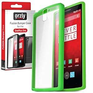 Orzly - FUSION Bumper Case for OnePlus ONE - Protective Hard Skin TPU Phone Cover with So (GREEN)