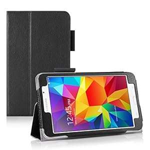 Invero Samsung Galaxy Tab 4 8.0 Inch SM T330 T331 Slim Multi-Function Leather Case Cover (Black)