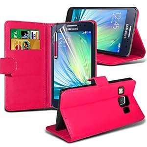 Sell-Ideas Samsung Galaxy A5 SM-A500F Leather Flip Case Cover Wallet Pouch Wallet Phone Ca (PINK)