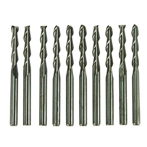 HQMaster 10PCS 1/8" 17mm Carbide Flat Nose End Mill CNC Router Bits Double Flute Spiral Set Tool Nyl