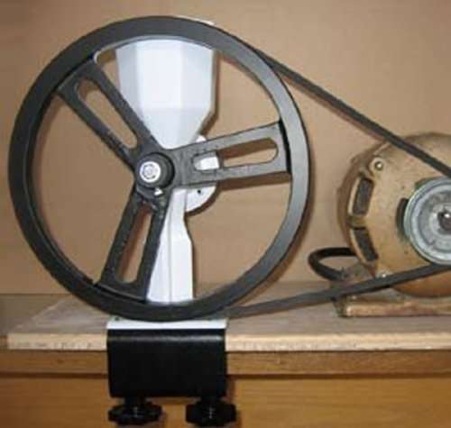 Wondermill Junior Deluxe Hand Grain Mill with added Motorizing Pulley