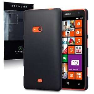 Nokia Lumia 625 Hybrid Rubberised Back Cover / Case / Shell / Shield - Solid Black