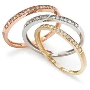 10k Tri-Colored Gold Diamond Stack Ring (1/4 cttw, J-K Color, I2-I3 Clarity), Size 8