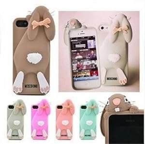 New Grey Moschino Rabbit/ Cute 3D Silicone Back Cover Case For Apple iPhone 5/5S/5C