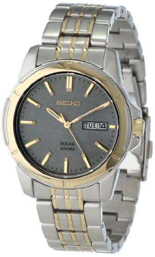 Seiko Men's SNE098 Two Tone Stainless Steel Analog with Charcoal Dial Watch