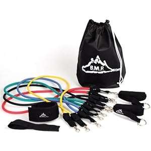 Black Mountain Products Resistance Band Set with Door Anchor, Ankle Strap, Exercise Chart, and Resis