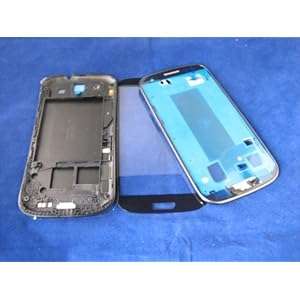 Samsung Galaxy S3 SIII GT-i9300 ~ Black Full Cover Housing Front Glass Screen ~ Mobile Phone R