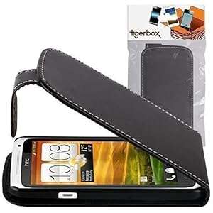 Shop4 Black Leather Flip Wallet Case for HTC One X / X Plus Mobile Phone with Screen Protector