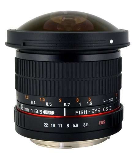 Rokinon HD8M-C 8mm f/3.5 HD Fisheye Lens with Removeable Hood for Canon DSLR 8-8mm, Fixed-Non-Zoom L