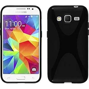 Silicone Case for Samsung Galaxy Core Prime - X-Style black - Cover PhoneNatic protectiv (Black)