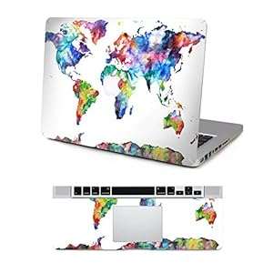 Decalshut color world map laptop stickers Removable skin Top Decal for Macbook Pro 13 Inch