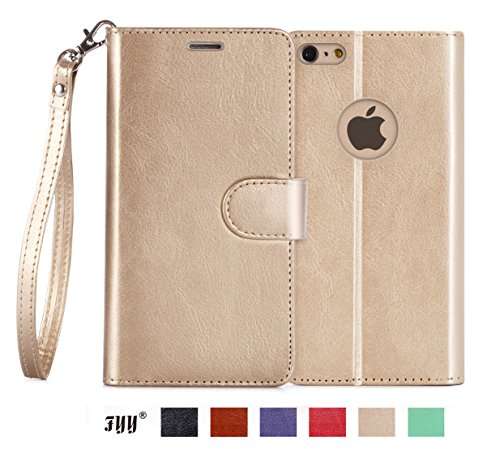 iPhone 6S Plus Case, iPhone 6 Plus Case, FYY [Luxury Gold] Premium PU Leather Wallet Case All-Powerf